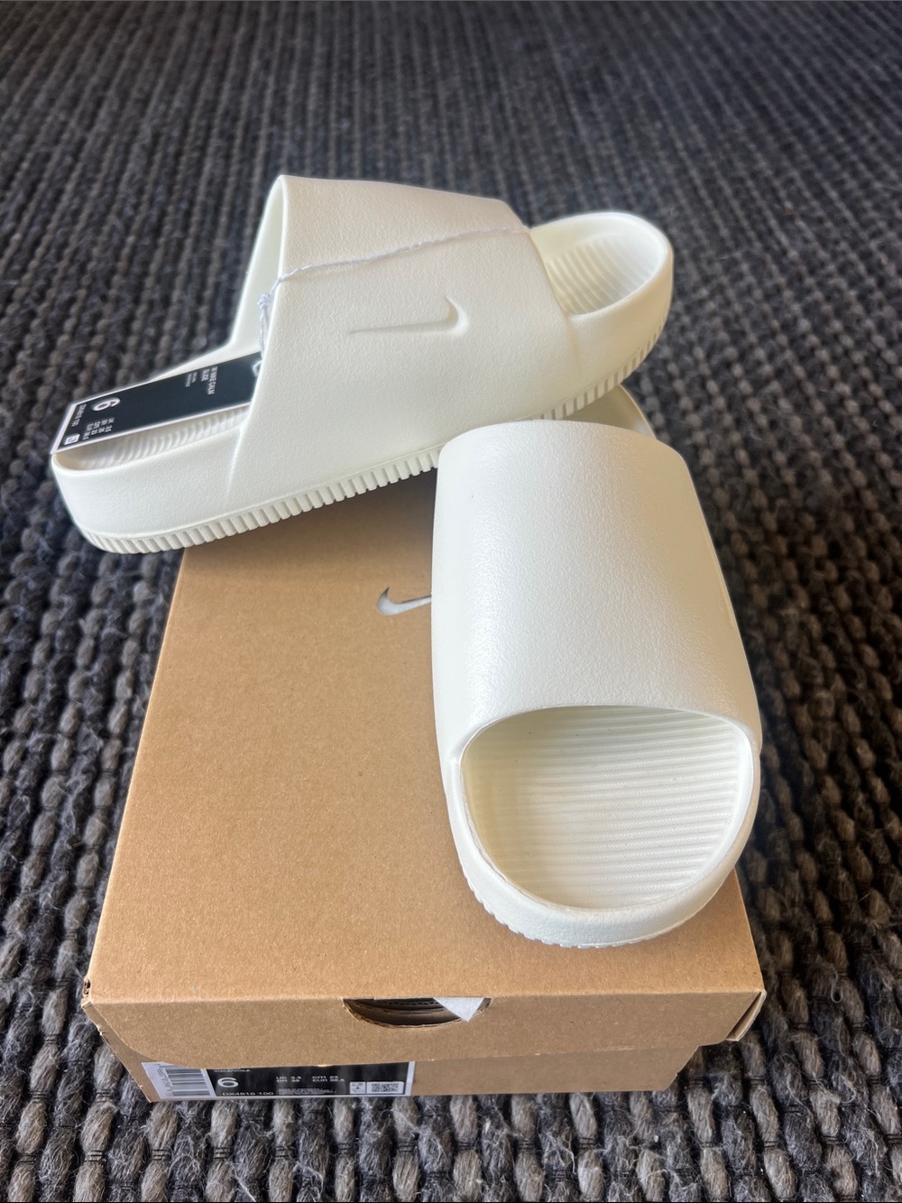 Nike Cream/White Slide Sandals with Subtle Swoosh